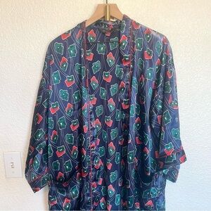 VTG Christian Dior Satin Contrast Geometric Shape Printed Robe